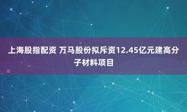 上海股指配资 万马股份拟斥资12.45亿元建高分子材料项目